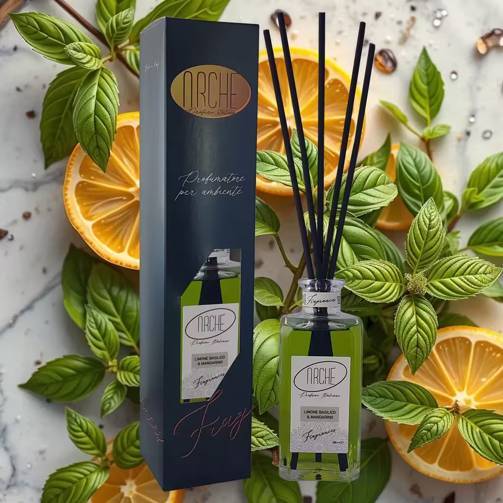 Fragranza con bastoncini Limone Basilico e Mandarino