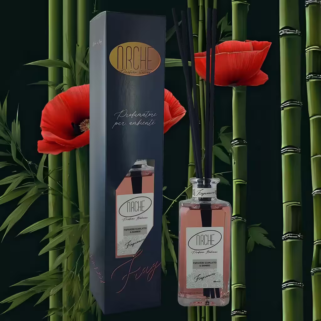 Fragranza con bastoncini Papavero scarlatto e Bamboo